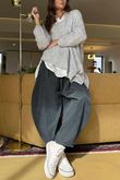 Made in Italy Big Softie Super Slant Knit Top Light Grey Marl